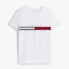 T-shirt com logótipo de riscas com bandeira bordado