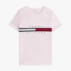 T-shirt com logótipo de riscas com bandeira bordado