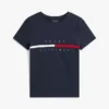 T-shirt com logótipo de riscas com bandeira bordado