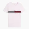 T-shirt com logótipo de riscas com bandeira bordado