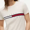 T-shirt com logótipo de riscas de bandeira bordado
