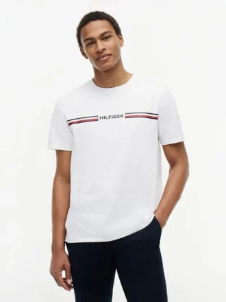 T-shirt com logótipo de riscas Hilfiger