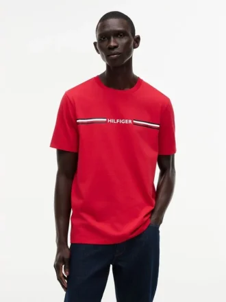 T-shirt com logótipo de riscas Hilfiger