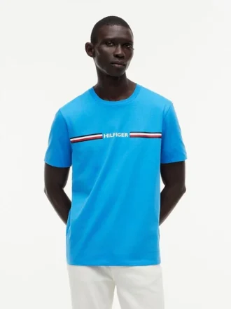 T-shirt com logótipo de riscas Hilfiger