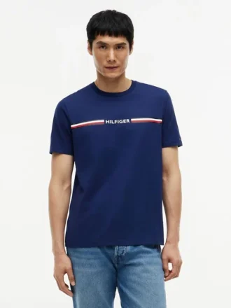 T-shirt com logótipo de riscas Hilfiger