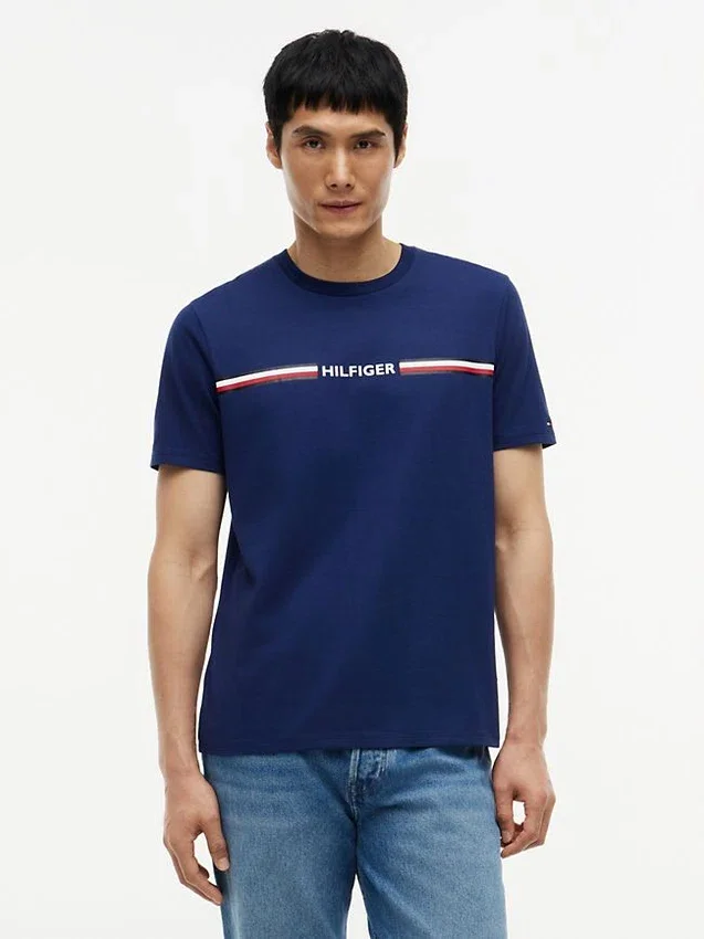 T-shirt com logótipo de riscas Hilfiger T-shirt com logótipo de riscas Hilfiger