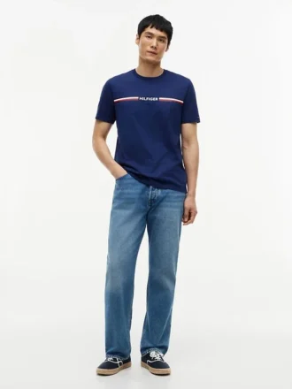 T-shirt com logótipo de riscas Hilfiger