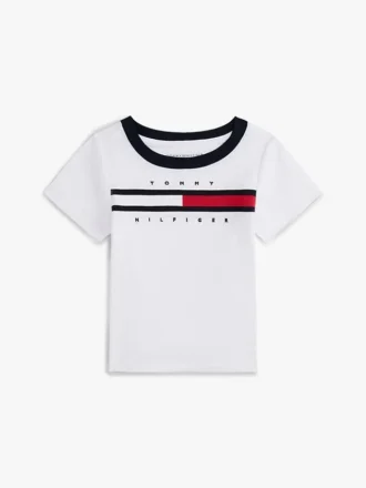 T-shirt com logótipo e riscas de bandeira para bebés