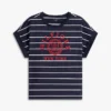 T-shirt com logótipo em arco e mangas dolman às riscas