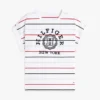 T-shirt com logótipo em arco e mangas dolman às riscas