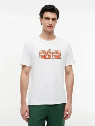 T-shirt com logótipo floral tropical