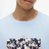 T-shirt com logótipo floral tropical T-shirt com logótipo floral tropical