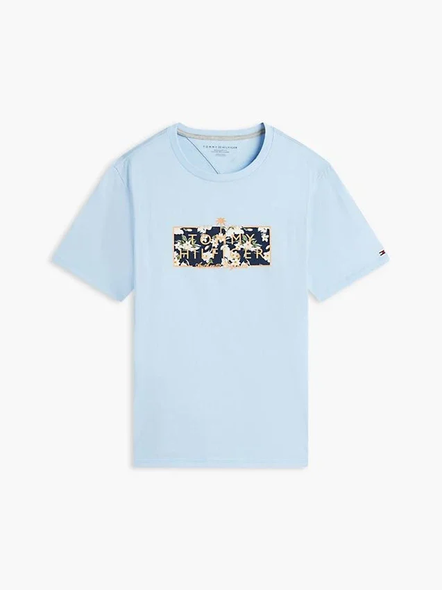 T-shirt com logótipo floral tropical T-shirt com logótipo floral tropical