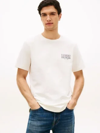 T-shirt com logótipo nas costas em algodão slub