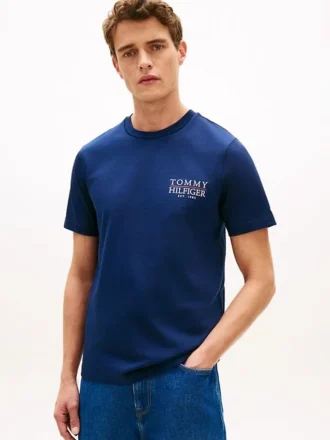 T-shirt com logótipo nas costas em algodão slub