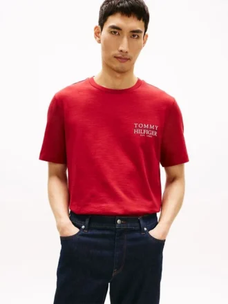 T-shirt com logótipo nas costas em algodão slub