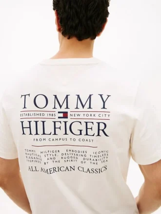 T-shirt com logótipo nas costas em algodão slub