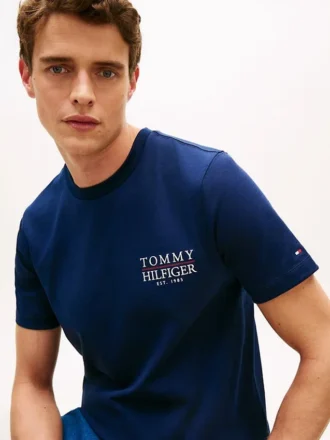 T-shirt com logótipo nas costas em algodão slub