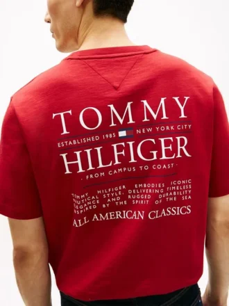 T-shirt com logótipo nas costas em algodão slub