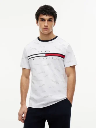 T-shirt com logótipo Signature Flag Stripe