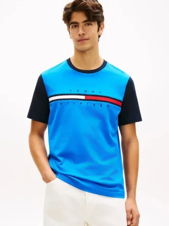 T-shirt com mangas contrastantes e logótipo da bandeira