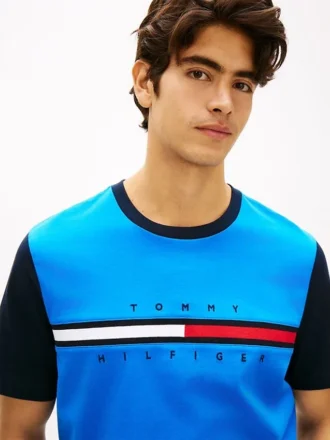 T-shirt com mangas contrastantes e logótipo da bandeira