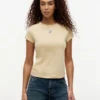 T-shirt com monograma em letra cursiva e corte justo