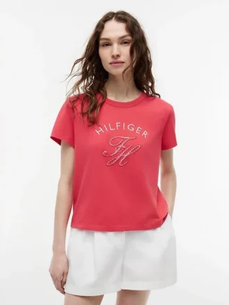 T-shirt com monograma em xadrez