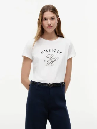 T-shirt com monograma em xadrez