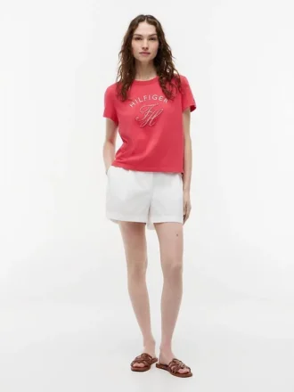 T-shirt com monograma em xadrez