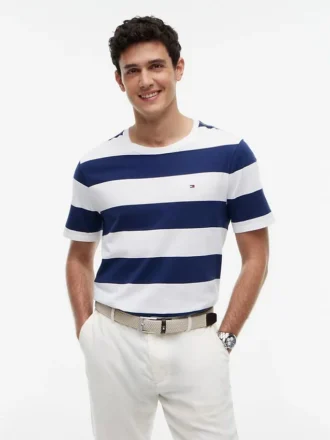 T-shirt com riscas de râguebi