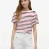 T-shirt com riscas e botões dourados