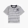T-shirt com riscas e estampado floral abstrato T-shirt com riscas e estampado floral abstrato