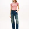 T-shirt com riscas e monograma bordado T-shirt com riscas e monograma bordado