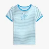 T-shirt com riscas e monograma bordado