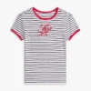 T-shirt com riscas e monograma bordado