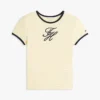 T-shirt com riscas e monograma bordado T-shirt com riscas e monograma bordado