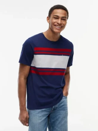 T-shirt com riscas em blocos