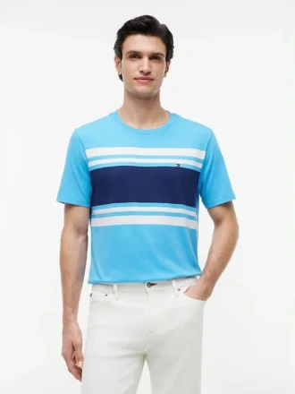 T-shirt com riscas em blocos