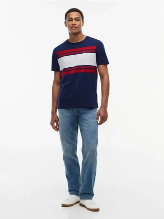 T-shirt com riscas em blocos