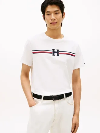 T-shirt com riscas H exclusivas