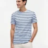 T-shirt de algodão elástico com riscas extra-justa T-shirt de algodão elástico com riscas extra-justa