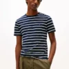 T-shirt de algodão elástico com riscas extra-justa T-shirt de algodão elástico com riscas extra-justa