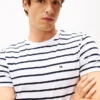 T-shirt de algodão elástico com riscas extra-justa T-shirt de algodão elástico com riscas extra-justa