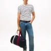T-shirt de algodão elástico com riscas extra-justa T-shirt de algodão elástico com riscas extra-justa