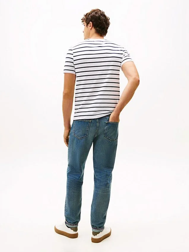 T-shirt de algodão elástico com riscas extra-justa T-shirt de algodão elástico com riscas extra-justa