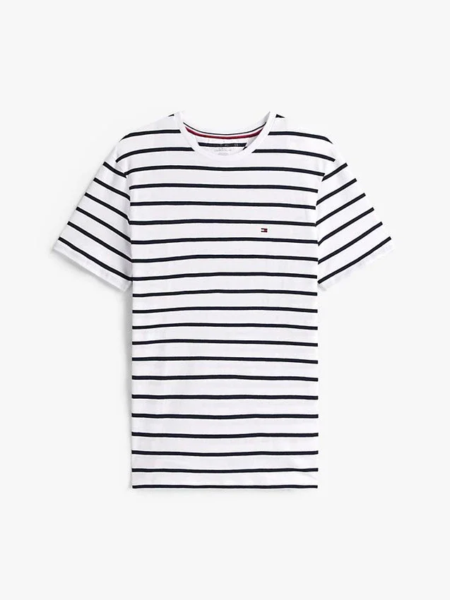 T-shirt de algodão elástico com riscas extra-justa T-shirt de algodão elástico com riscas extra-justa