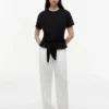 T-shirt de algodão slub com laço à frente T-shirt de algodão slub com laço à frente