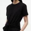 T-shirt de algodão slub com laço à frente T-shirt de algodão slub com laço à frente