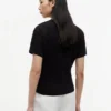 T-shirt de algodão slub com laço à frente T-shirt de algodão slub com laço à frente